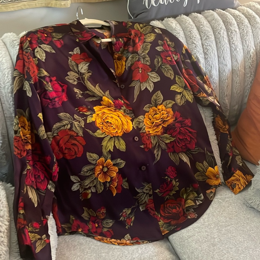 ELLEN Tracy Vintage THE MOST Gorgeous very long all silk blouse med LG new